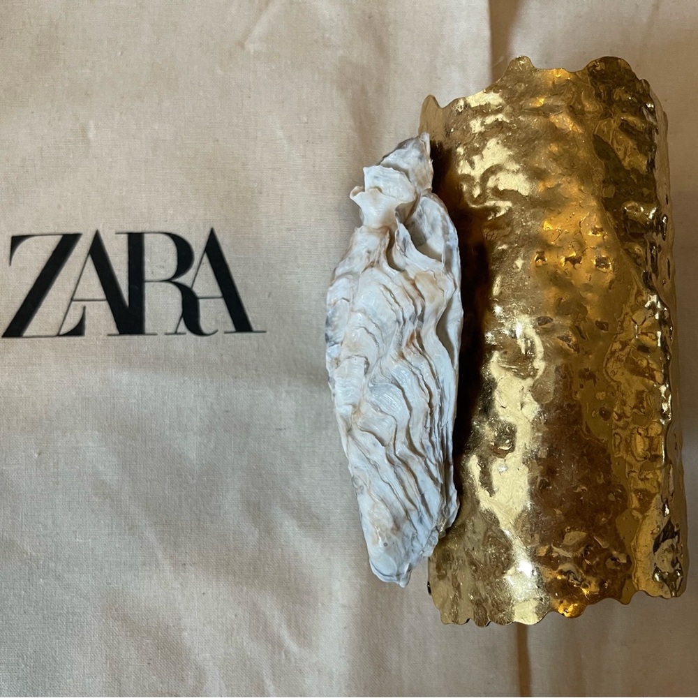 Zara Gold and Cream Oyster Cuff bracelet. Heavy and well made. - Picture 2 of 4